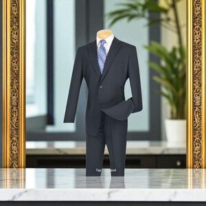 APOLLO KING MEN'S 2 PIECE MODERN SOLID NAVY EXECUTIVE SUIT. 5604
